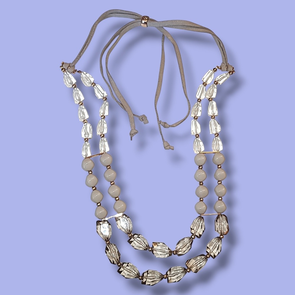 Premier Designs Swoon Necklace Acrylic Beads‎ Adjustable Suede Cord